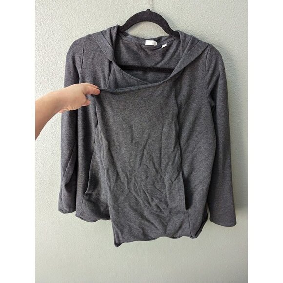 Pure J.Jill Pima Cotton Hooded Cardigan Open Front Draped Sweater - Picture 2 of 8